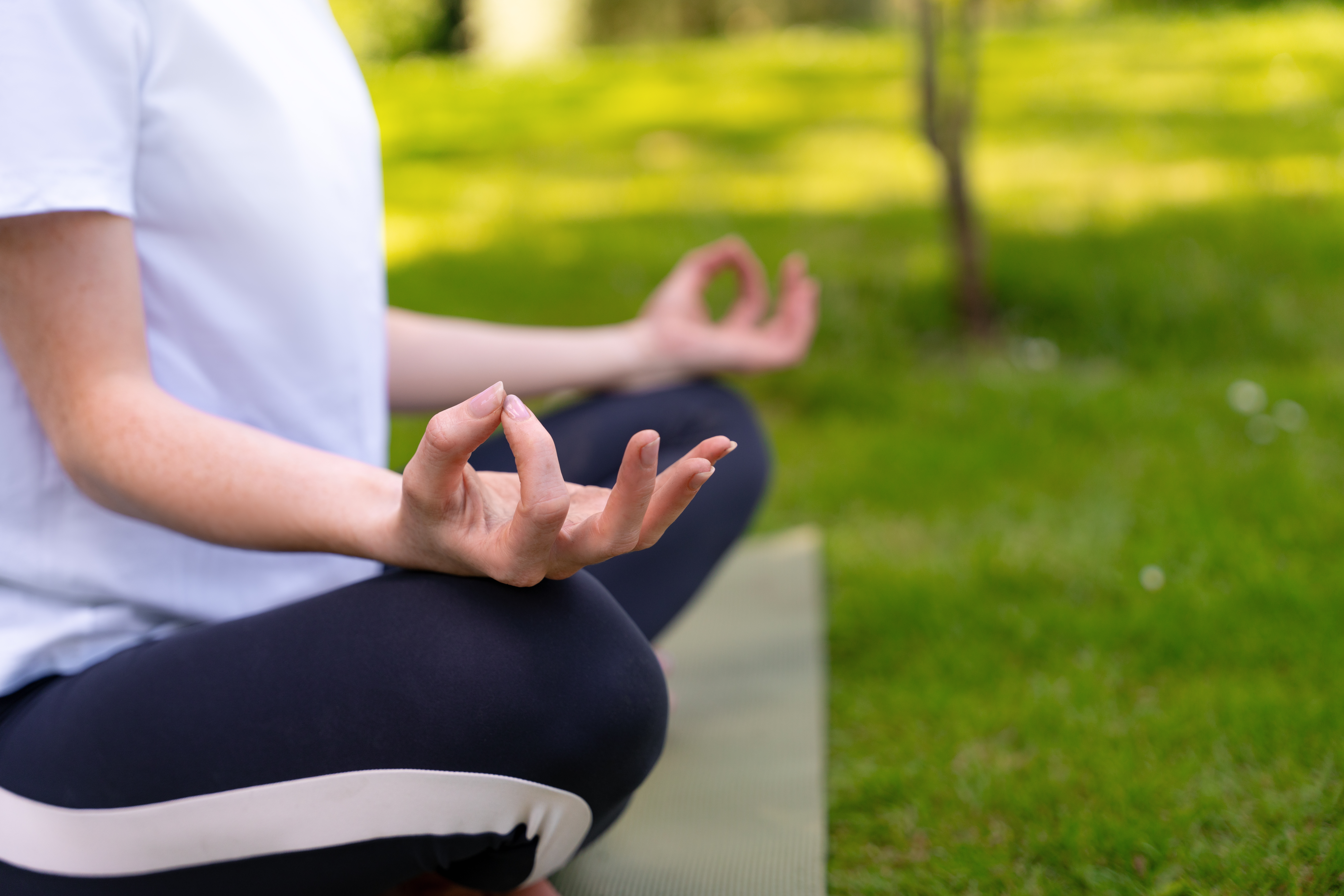Meditiation and breathwork class in a park in Marylebone