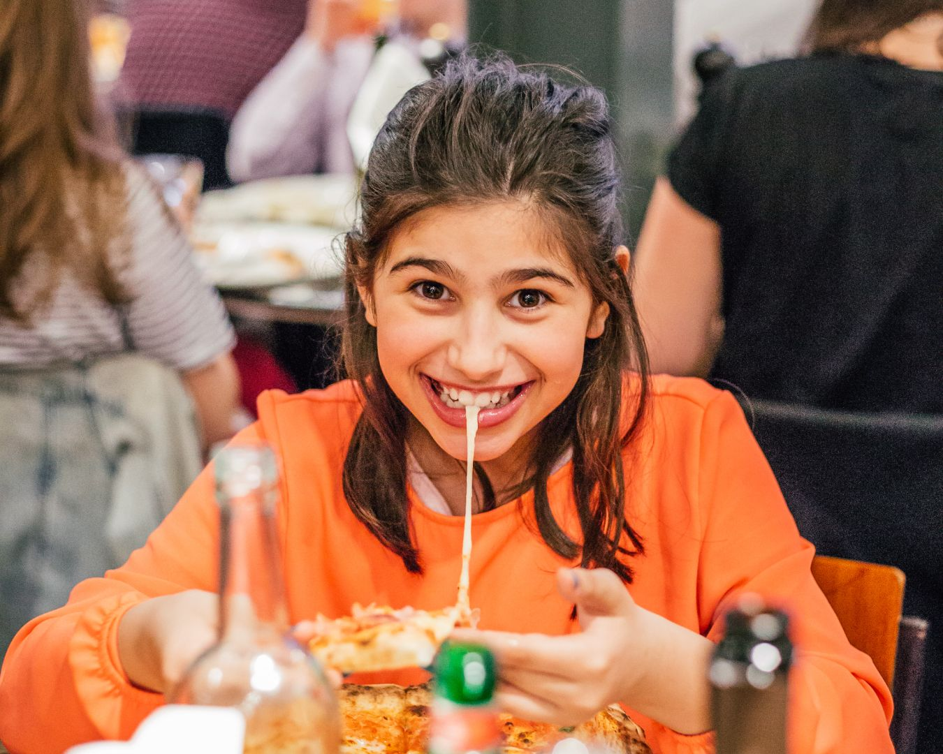 Young kid enjoying lunch in Marylebone