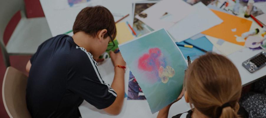 kids playing with arts and crafts