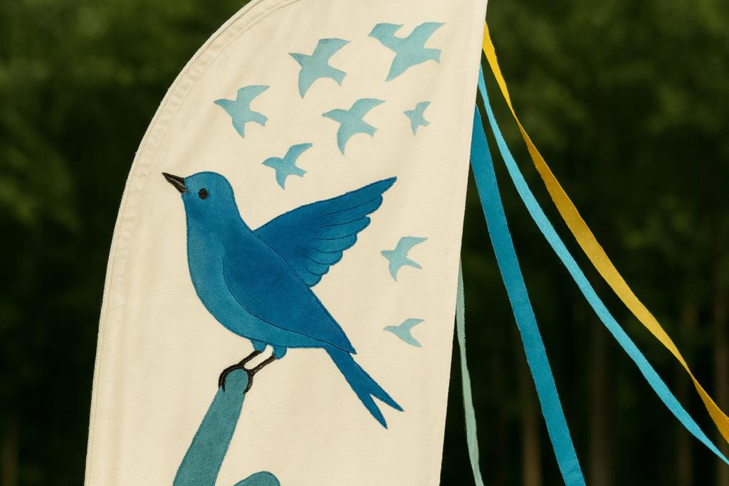 Flag making workshop at Summer in the Square in Marylebone